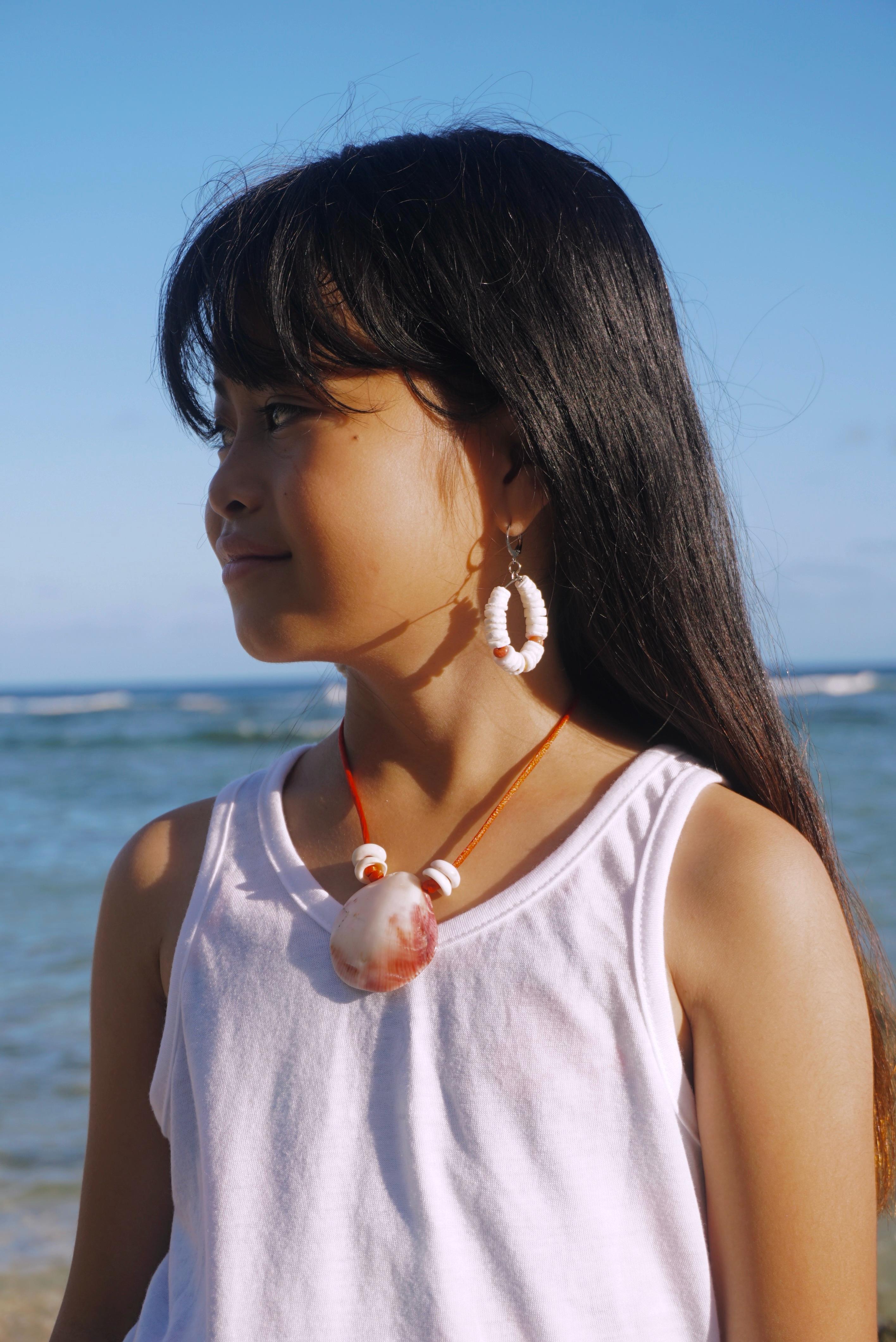 Purple Spondylus + Puka Shell Bead Set