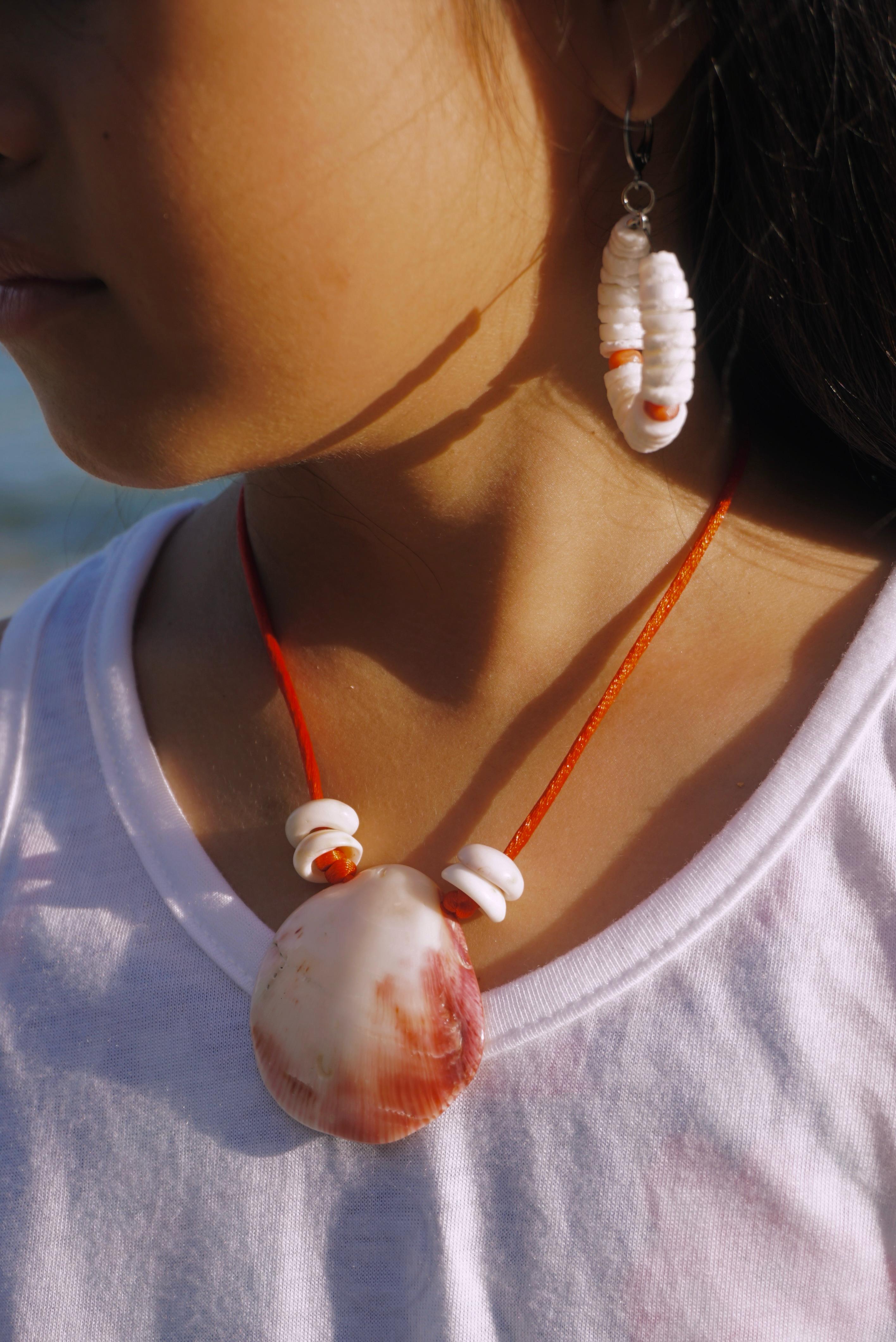Purple Spondylus + Puka Shell Bead Set