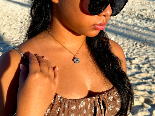 Blue Coral Plumeria Necklace 2