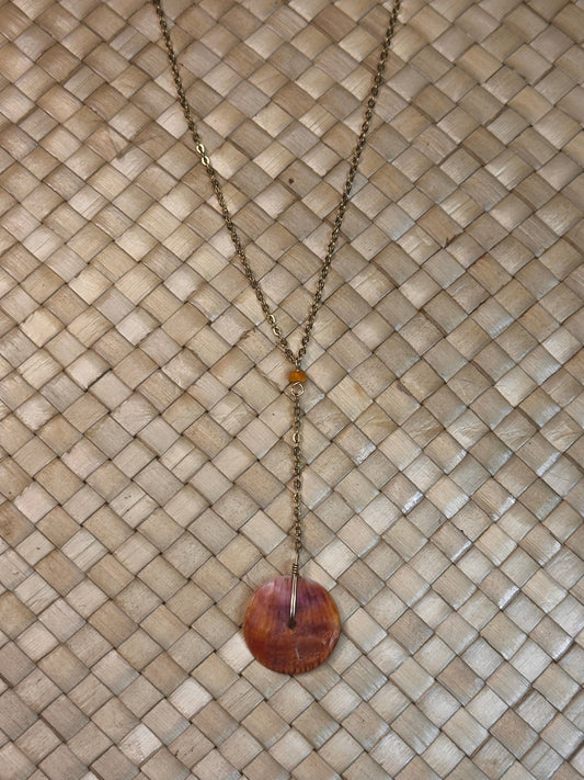 Spondy Moneybead Drop Necklace